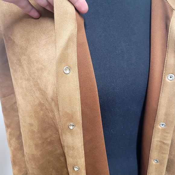 New! Everyday Jones Faux Suede Belted Duster Camel Brown 3X - Picture 12 of 14